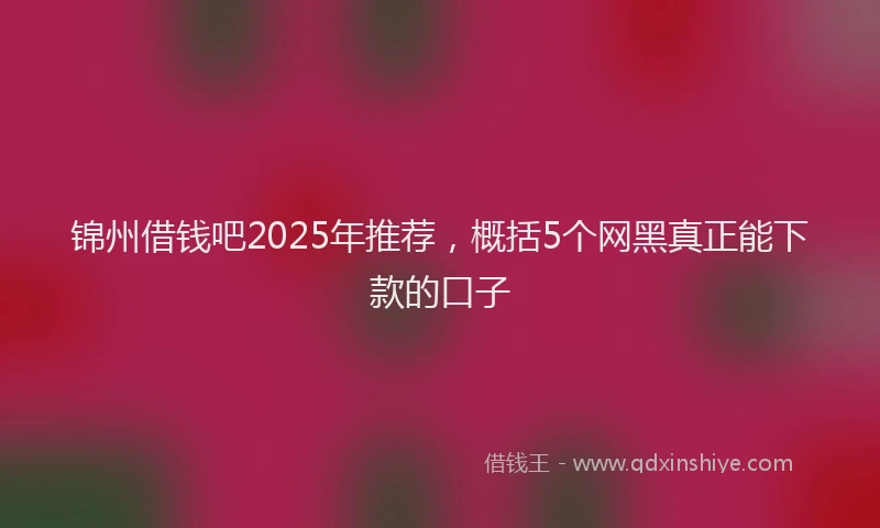 锦州借钱吧2025年推荐，概括5个网黑真正能下款的口子