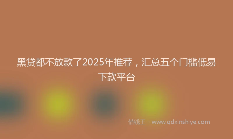 黑贷都不放款了2025年推荐，汇总五个门槛低易下款平台