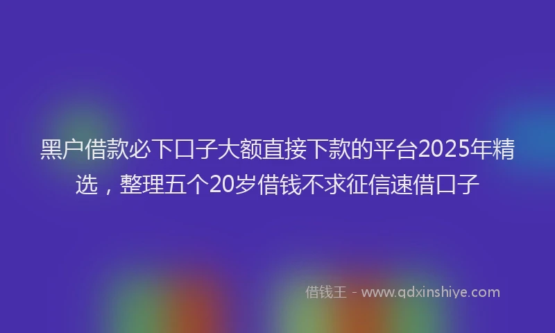 黑户借款必下口子大额直接下款的平台2025年精选，整理五个20岁借钱不求征信速借口子