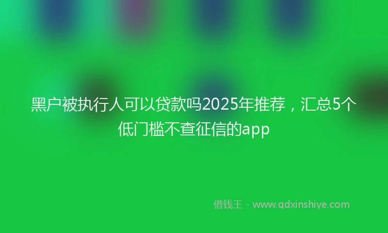 黑户被执行人可以贷款吗2025年推荐，汇总5个低门槛不查征信的app