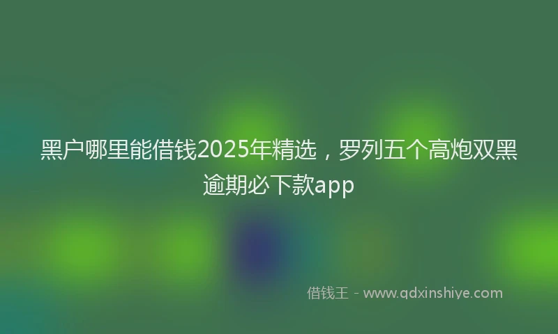 黑户哪里能借钱2025年精选，罗列五个高炮双黑逾期必下款app
