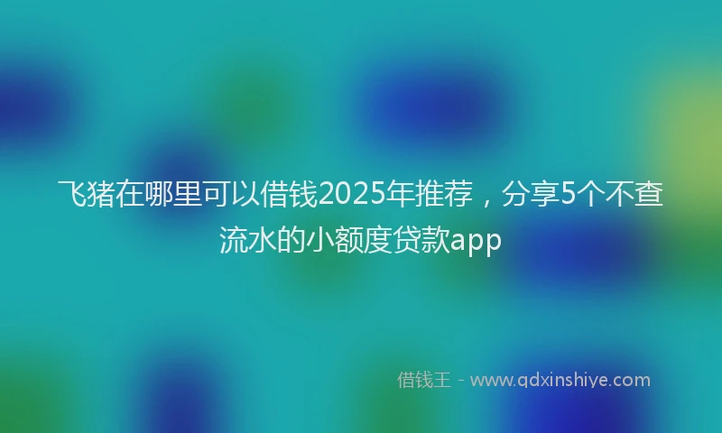 飞猪在哪里可以借钱2025年推荐，分享5个不查流水的小额度贷款app