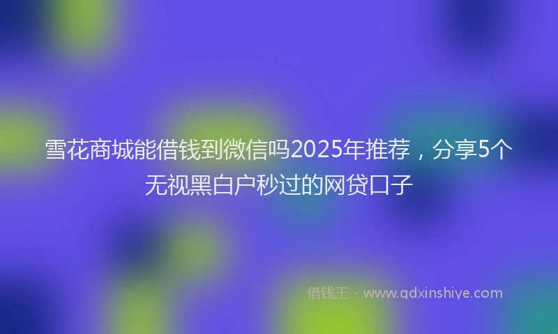 雪花商城能借钱到微信吗2025年推荐，分享5个无视黑白户秒过的网贷口子