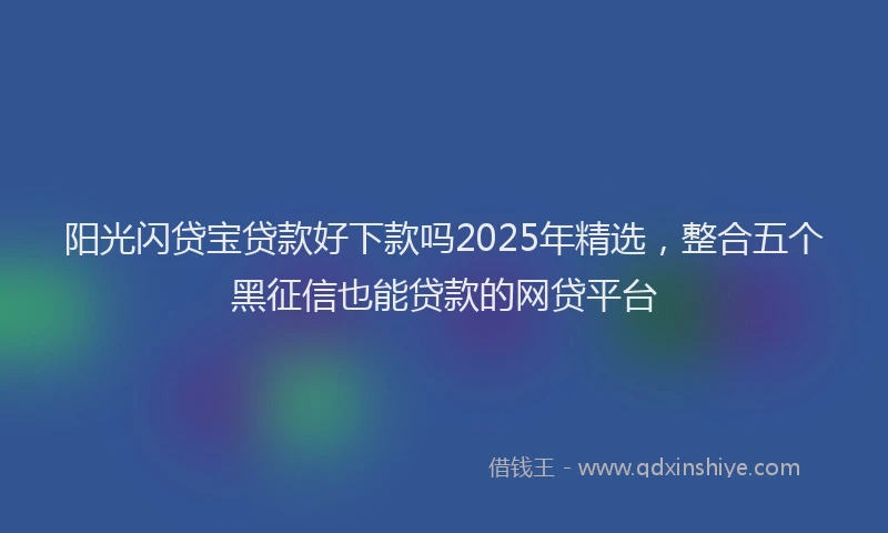 阳光闪贷宝贷款好下款吗2025年精选，整合五个黑征信也能贷款的网贷平台