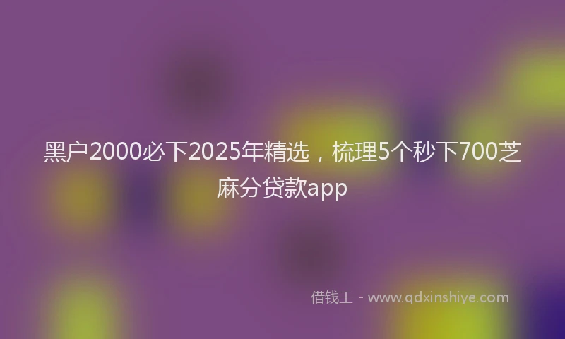 黑户2000必下2025年精选，梳理5个秒下700芝麻分贷款app
