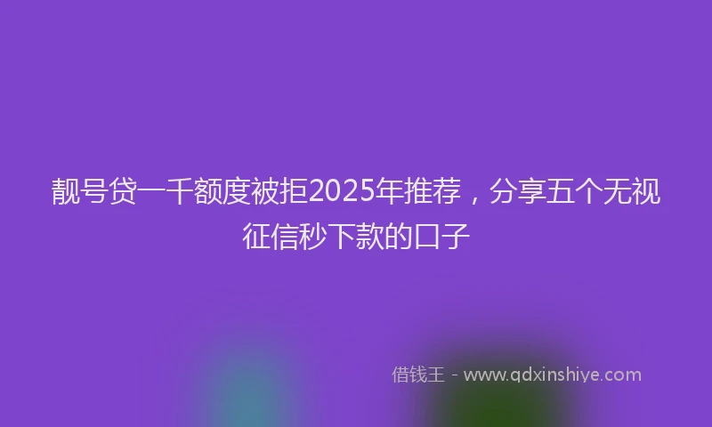 靓号贷一千额度被拒2025年推荐，分享五个无视征信秒下款的口子