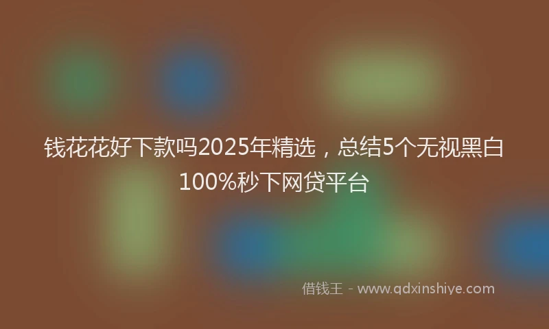 钱花花好下款吗2025年精选，总结5个无视黑白100%秒下网贷平台