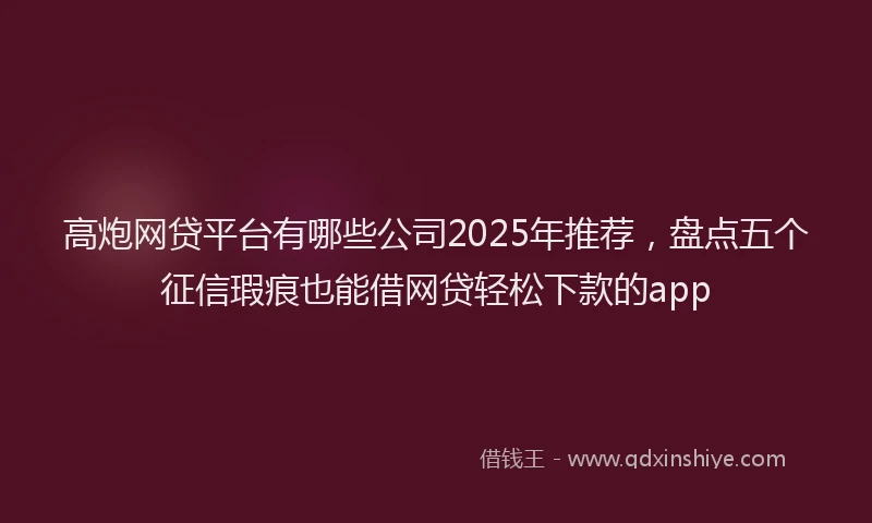 高炮网贷平台有哪些公司2025年推荐，盘点五个征信瑕疵也能借网贷轻松下款的app