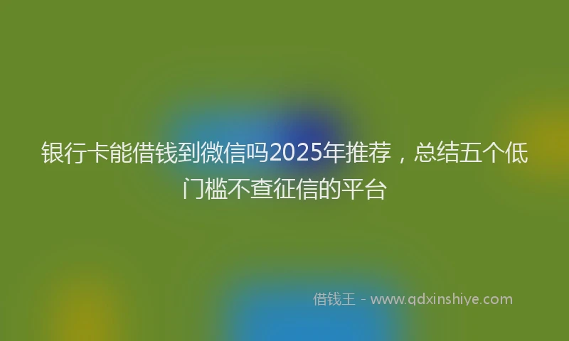 银行卡能借钱到微信吗2025年推荐，总结五个低门槛不查征信的平台