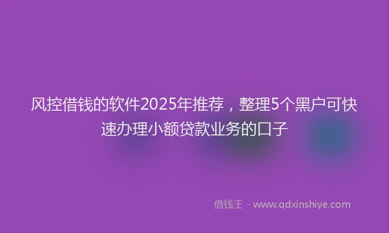 风控借钱的软件2025年推荐，整理5个黑户可快速办理小额贷款业务的口子