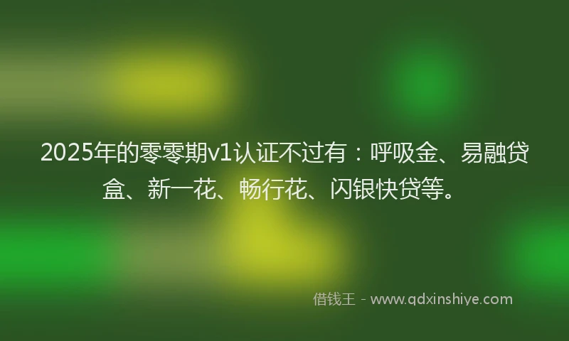 2025年的零零期v1认证不过有：呼吸金、易融贷盒、新一花、畅行花、闪银快贷等。