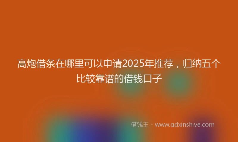 高炮借条在哪里可以申请2025年推荐，归纳五个比较靠谱的借钱口子