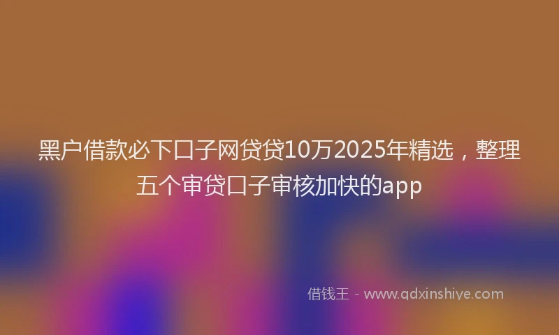 黑户借款必下口子网贷贷10万2025年精选，整理五个审贷口子审核加快的app