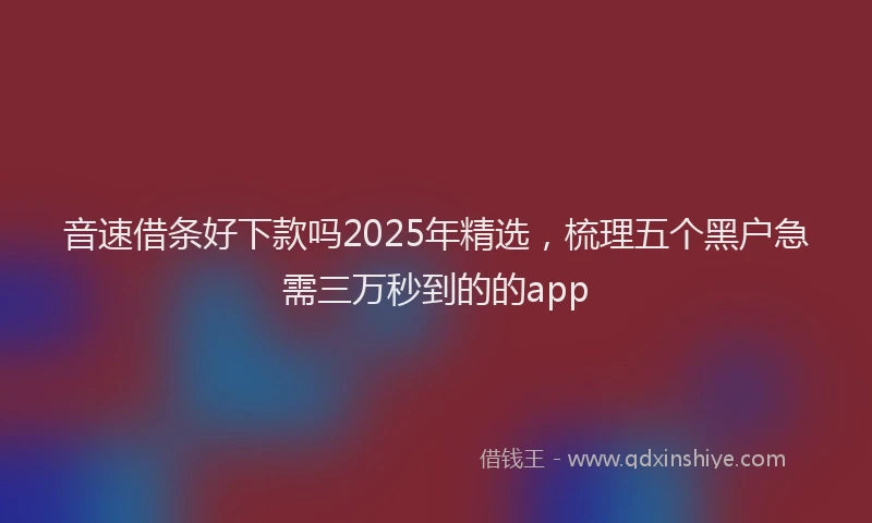 音速借条好下款吗2025年精选，梳理五个黑户急需三万秒到的的app