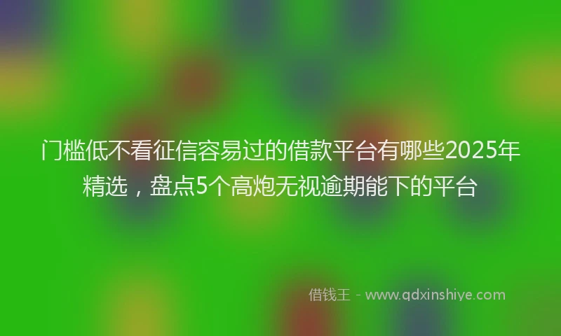 门槛低不看征信容易过的借款平台有哪些2025年精选，盘点5个高炮无视逾期能下的平台