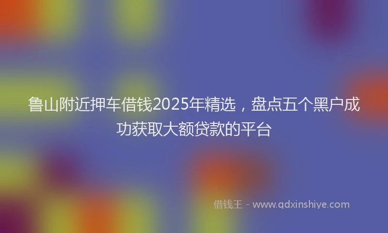 鲁山附近押车借钱2025年精选，盘点五个黑户成功获取大额贷款的平台