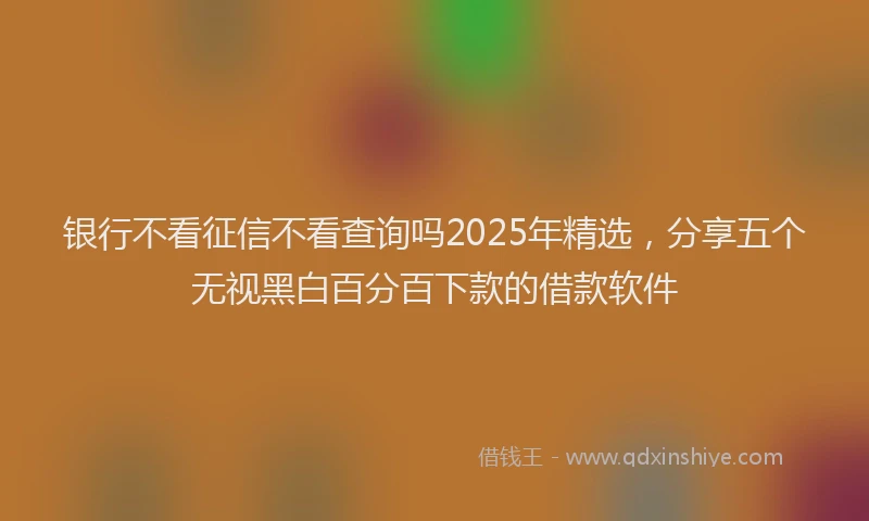 银行不看征信不看查询吗2025年精选，分享五个无视黑白百分百下款的借款软件