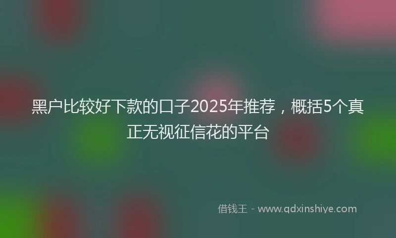 黑户比较好下款的口子2025年推荐，概括5个真正无视征信花的平台