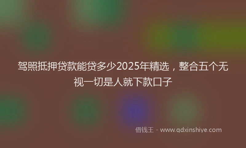驾照抵押贷款能贷多少2025年精选，整合五个无视一切是人就下款口子