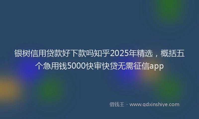 银树信用贷款好下款吗知乎2025年精选，概括五个急用钱5000快审快贷无需征信app