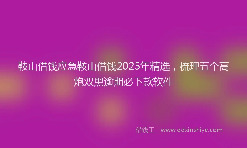 鞍山借钱应急鞍山借钱2025年精选，梳理五个高炮双黑逾期必下款软件