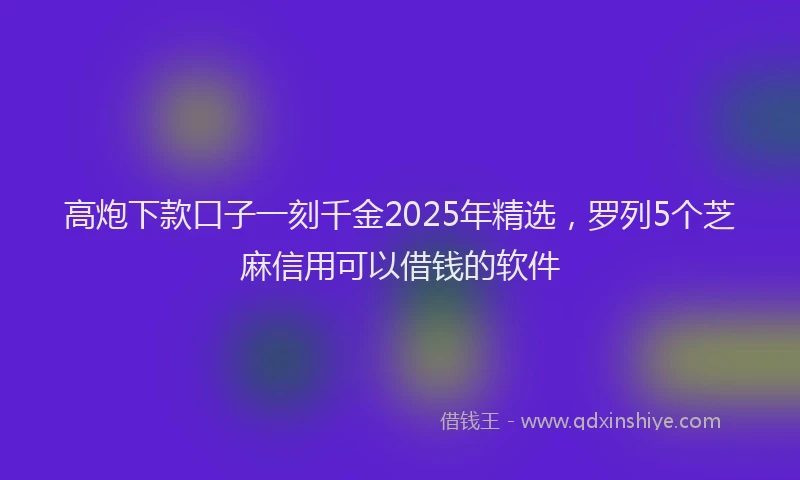 高炮下款口子一刻千金2025年精选，罗列5个芝麻信用可以借钱的软件
