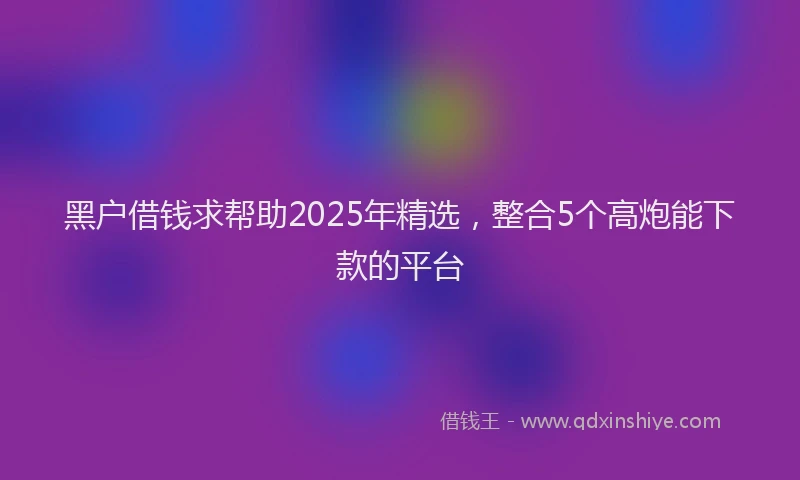 黑户借钱求帮助2025年精选，整合5个高炮能下款的平台