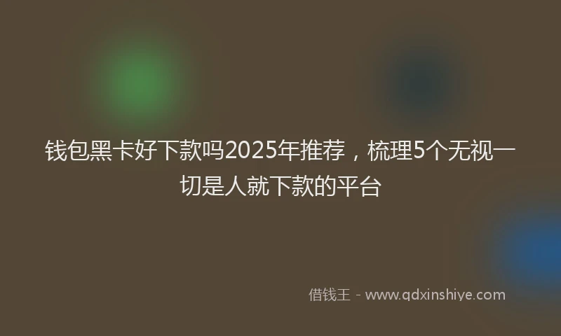 钱包黑卡好下款吗2025年推荐，梳理5个无视一切是人就下款的平台