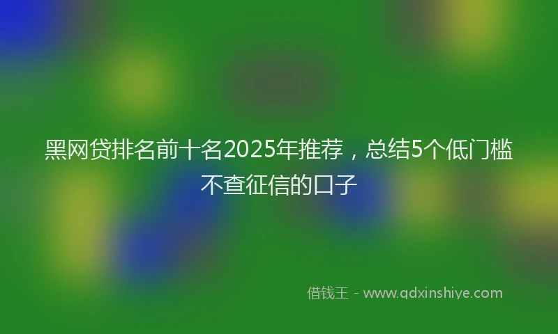黑网贷排名前十名2025年推荐，总结5个低门槛不查征信的口子