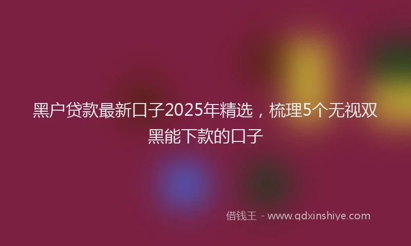 黑户贷款最新口子2025年精选，梳理5个无视双黑能下款的口子