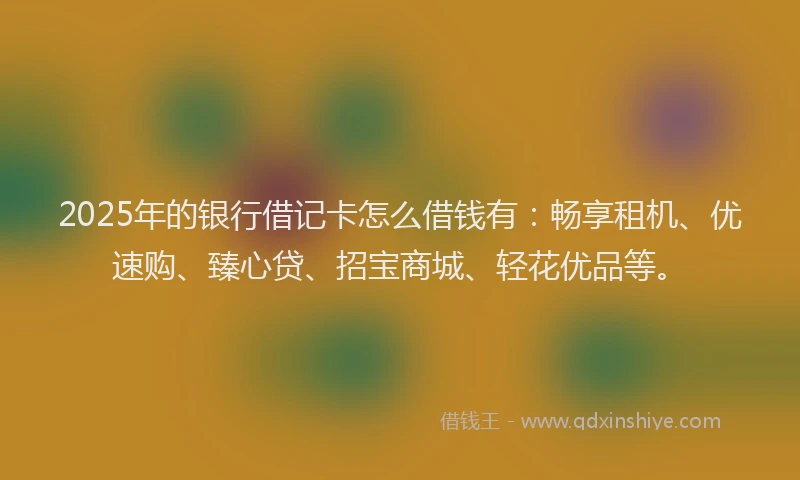 2025年的银行借记卡怎么借钱有：畅享租机、优速购、臻心贷、招宝商城、轻花优品等。