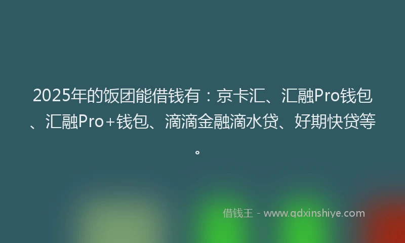 2025年的饭团能借钱有：京卡汇、汇融Pro钱包、汇融Pro+钱包、滴滴金融滴水贷、好期快贷等。