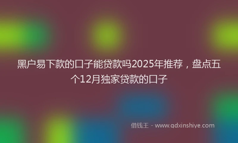 黑户易下款的口子能贷款吗2025年推荐，盘点五个12月独家贷款的口子
