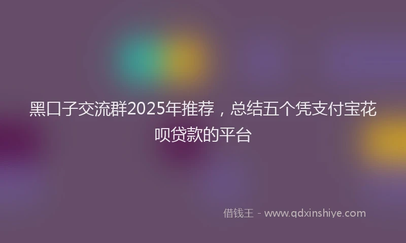 黑口子交流群2025年推荐，总结五个凭支付宝花呗贷款的平台
