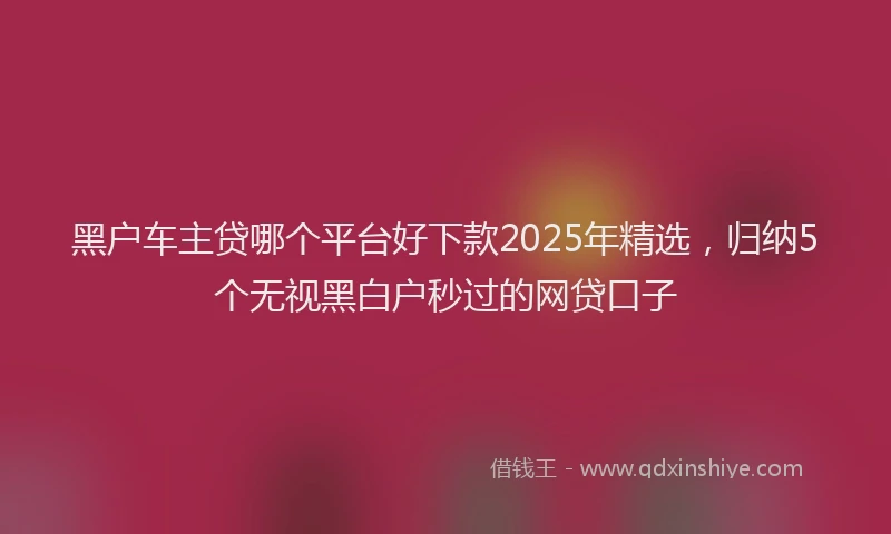 黑户车主贷哪个平台好下款2025年精选，归纳5个无视黑白户秒过的网贷口子