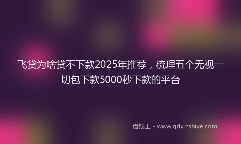飞贷为啥贷不下款2025年推荐，梳理五个无视一切包下款5000秒下款的平台