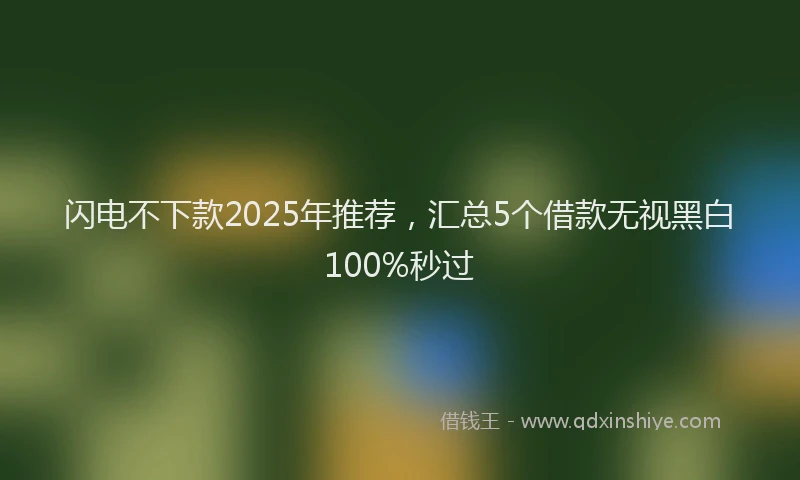闪电不下款2025年推荐，汇总5个借款无视黑白100%秒过