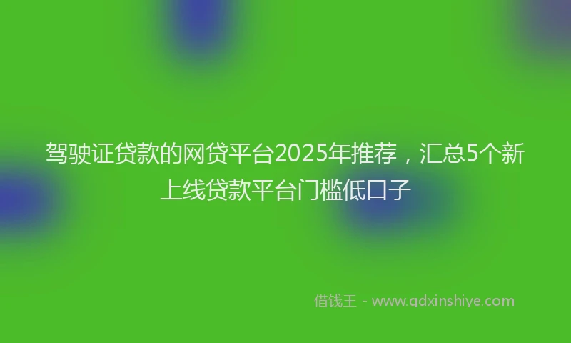 驾驶证贷款的网贷平台2025年推荐，汇总5个新上线贷款平台门槛低口子