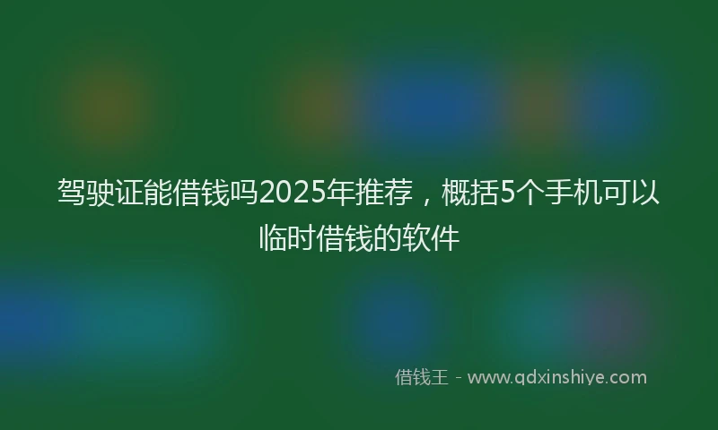 驾驶证能借钱吗2025年推荐，概括5个手机可以临时借钱的软件