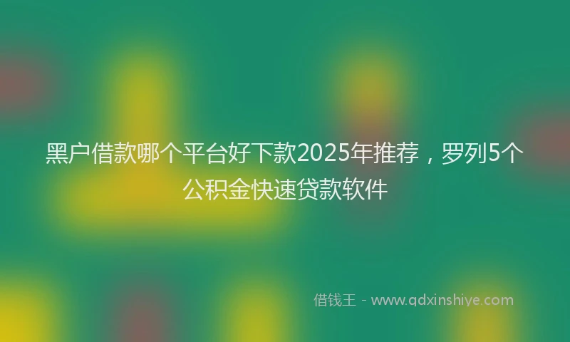 黑户借款哪个平台好下款2025年推荐，罗列5个公积金快速贷款软件