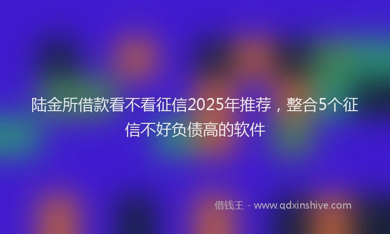陆金所借款看不看征信2025年推荐，整合5个征信不好负债高的软件