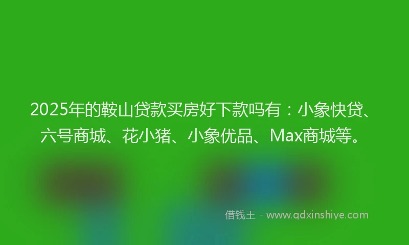 2025年的鞍山贷款买房好下款吗有：小象快贷、六号商城、花小猪、小象优品、Max商城等。