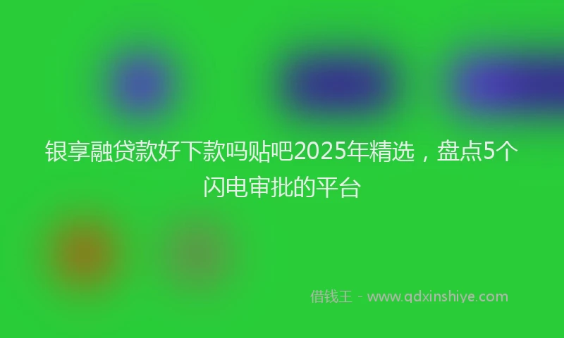 银享融贷款好下款吗贴吧2025年精选，盘点5个闪电审批的平台