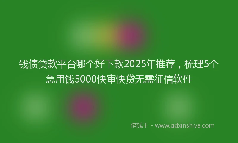 钱债贷款平台哪个好下款2025年推荐，梳理5个急用钱5000快审快贷无需征信软件