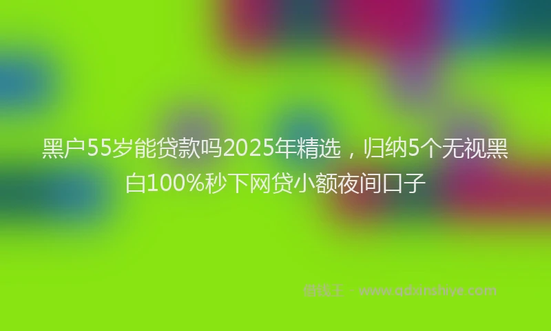 黑户55岁能贷款吗2025年精选，归纳5个无视黑白100%秒下网贷小额夜间口子