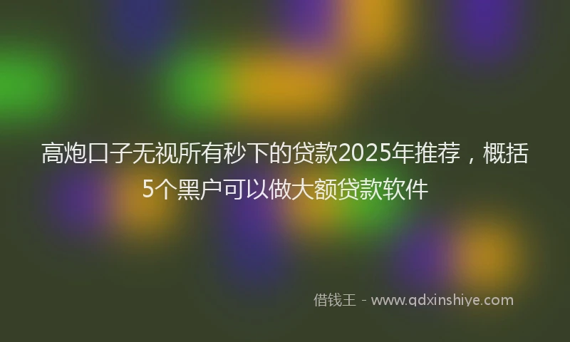 高炮口子无视所有秒下的贷款2025年推荐，概括5个黑户可以做大额贷款软件