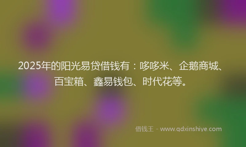 2025年的阳光易贷借钱有：哆哆米、企鹅商城、百宝箱、鑫易钱包、时代花等。