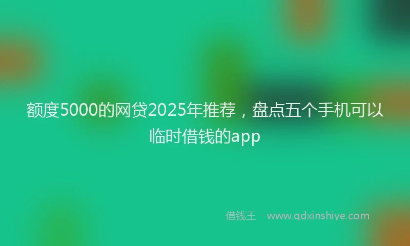 额度5000的网贷2025年推荐，盘点五个手机可以临时借钱的app