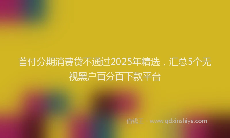 首付分期消费贷不通过2025年精选，汇总5个无视黑户百分百下款平台