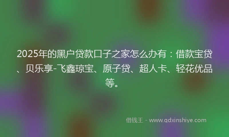 2025年的黑户贷款口子之家怎么办有：借款宝贷、贝乐享-飞鑫琼宝、原子贷、超人卡、轻花优品等。